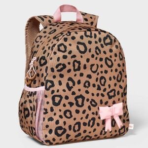 Small toddler cat and jack Leopard print backpack with pink bow &  pink zipper